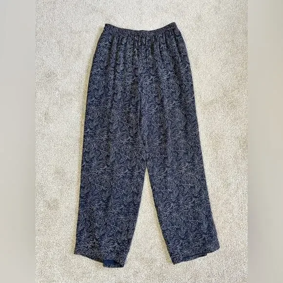 Dana Buchman Vintage Silk Navy Blue Wide Leg Pants Size 12 - Picture 1 of 4